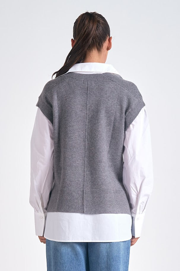 Colleen Sweater Vest - Grey White