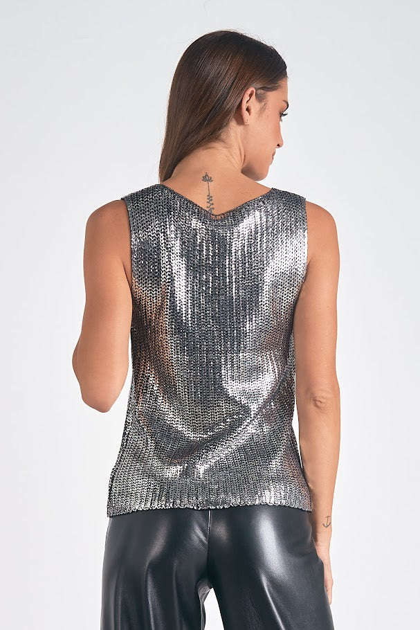 Hey Lola Sweater Tank - Silver