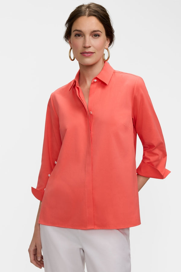 Beatrice Stretch Sateen Shirt - Georgia Peach