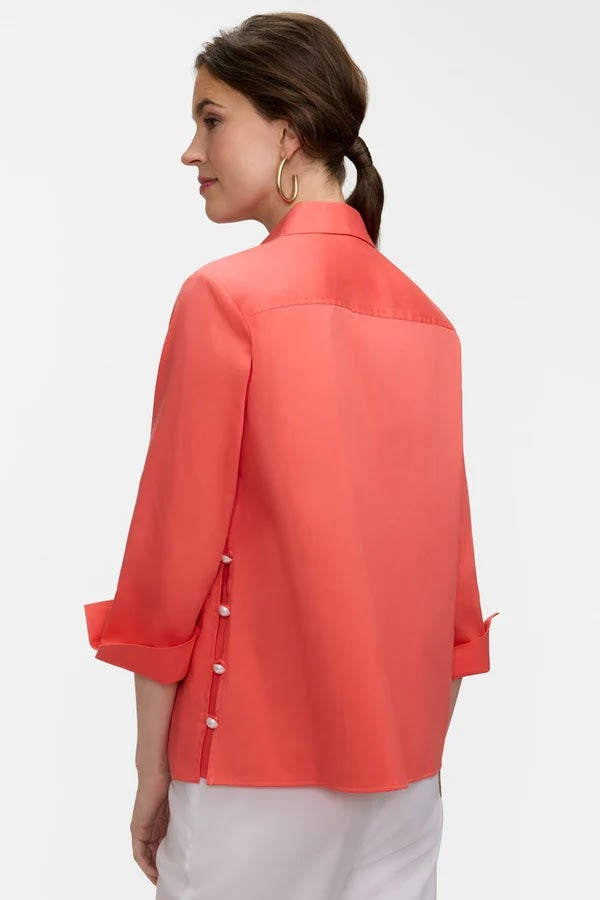 Beatrice Stretch Sateen Shirt - Georgia Peach