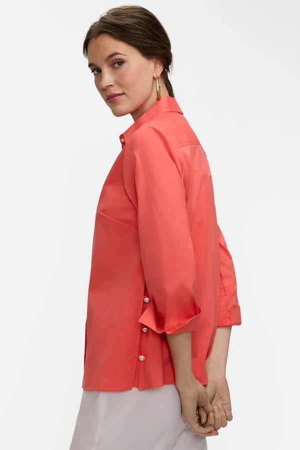 Beatrice Stretch Sateen Shirt - Georgia Peach