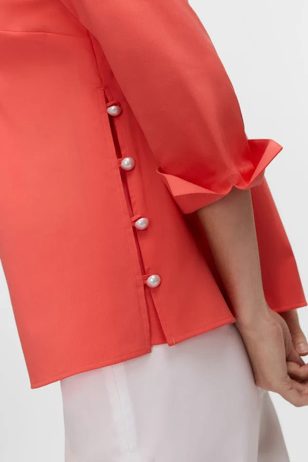 Beatrice Stretch Sateen Shirt - Georgia Peach