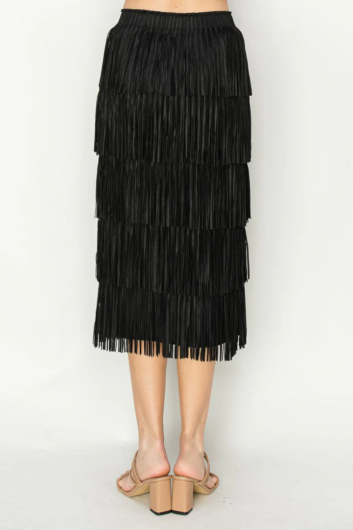 Jayleen Fringe Skirt - Black