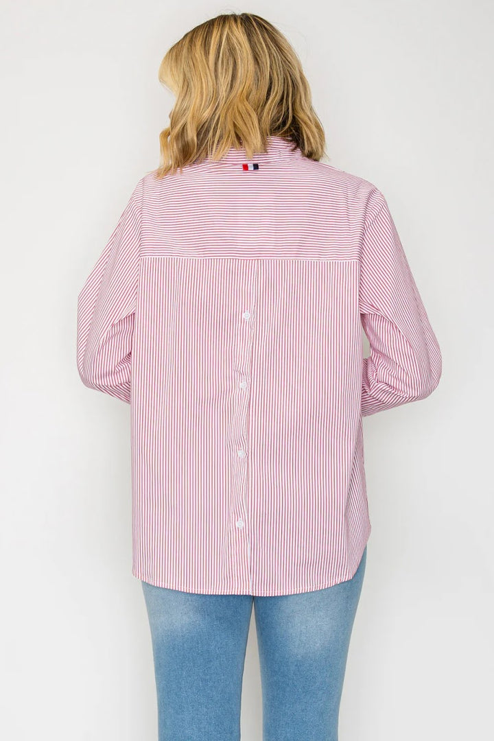 Jasmine Pin Stripe Shirt - Red