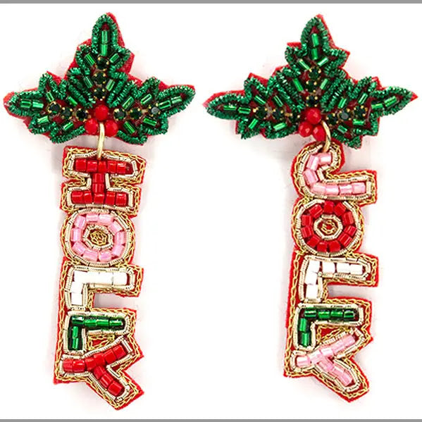 Holly & Jolly Beaded Earring - Red Pink