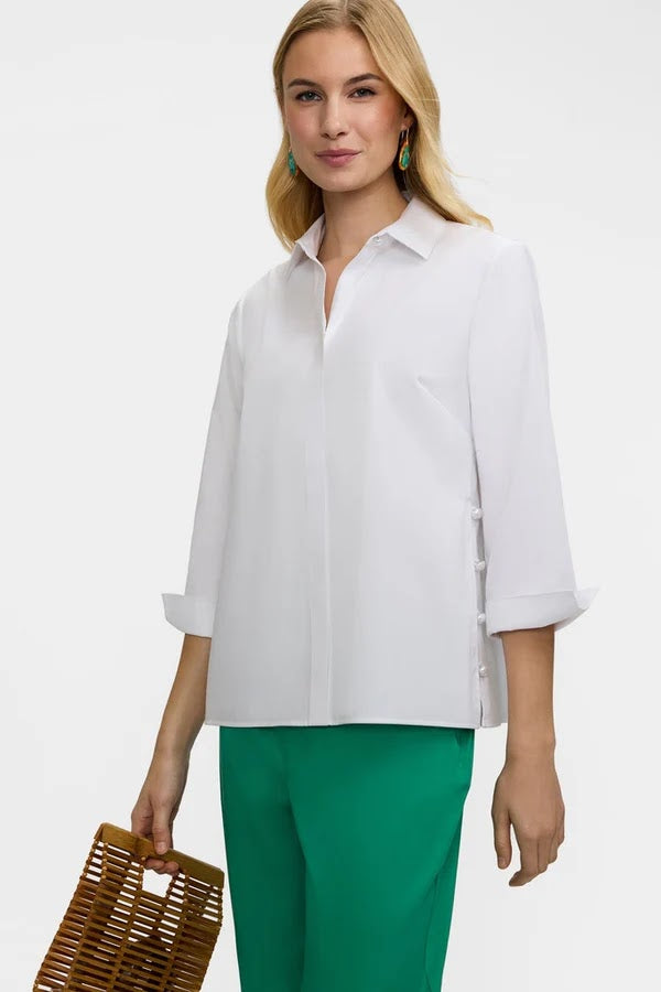 Beatrice Stretch Sateen Shirt - White