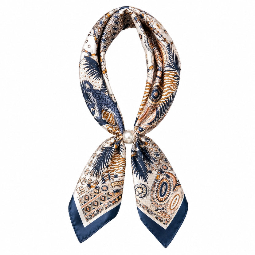 Ready to Wear Scarf - Rust Navy