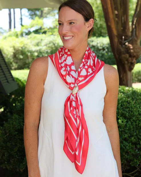 Lawson Large Leopard Scarf - Red White