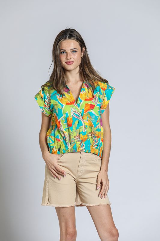 FINAL SALE: My Cotton Blouse - Lime Green Multi