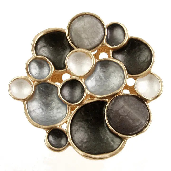 Bubble Symphony Brooch - Gold Black