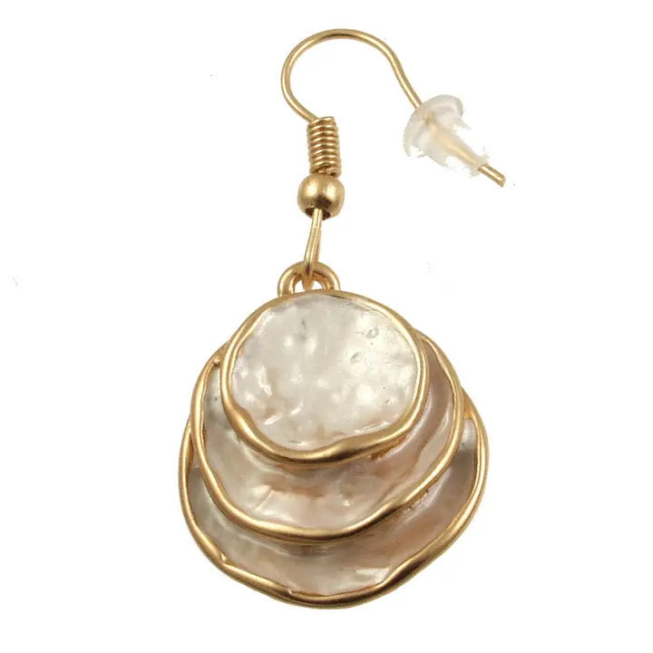 3 Circle Stack Earrings - White Gold