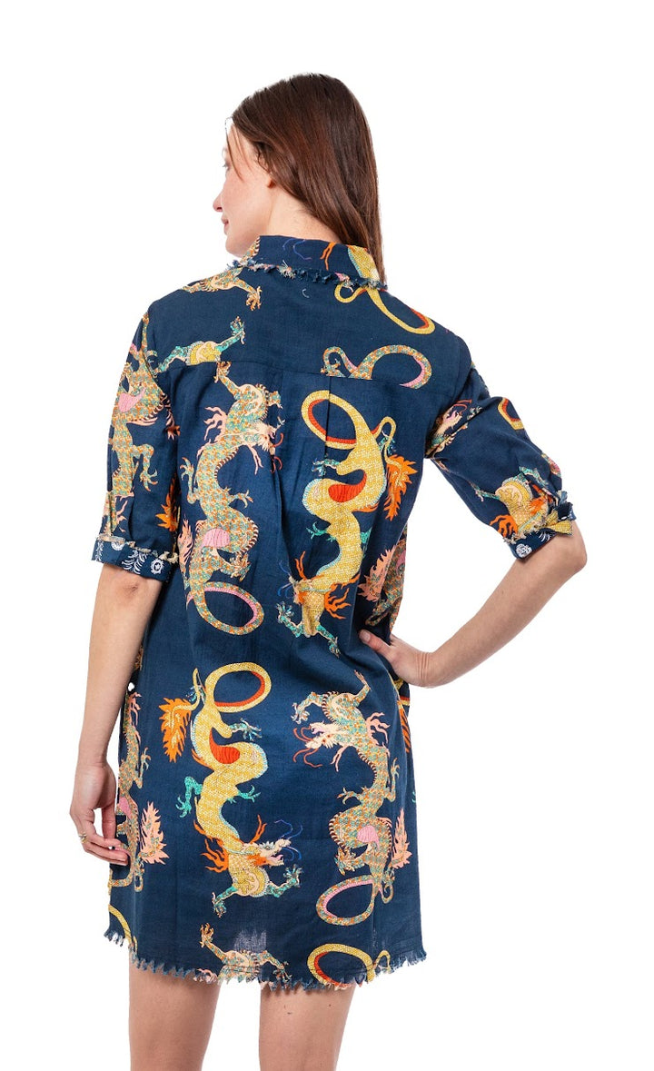 Chatham Indigo Dragon Dress - Navy