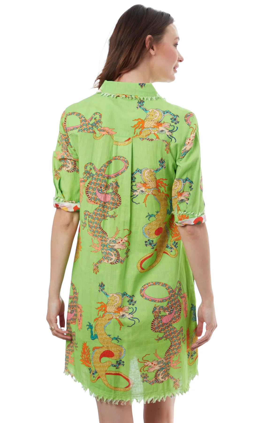 Kimono Dragon Dress - Lime Green
