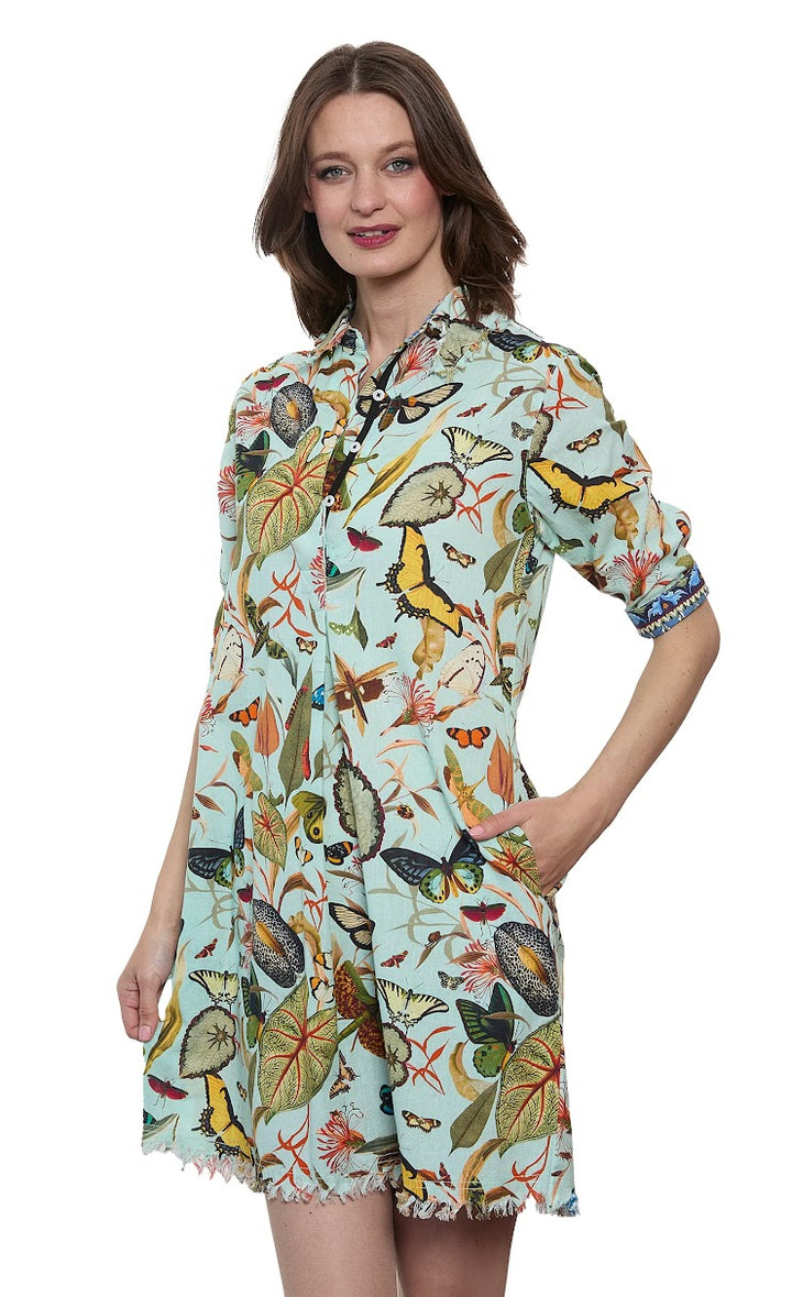 Chatham Dress - Turquoise Botanical