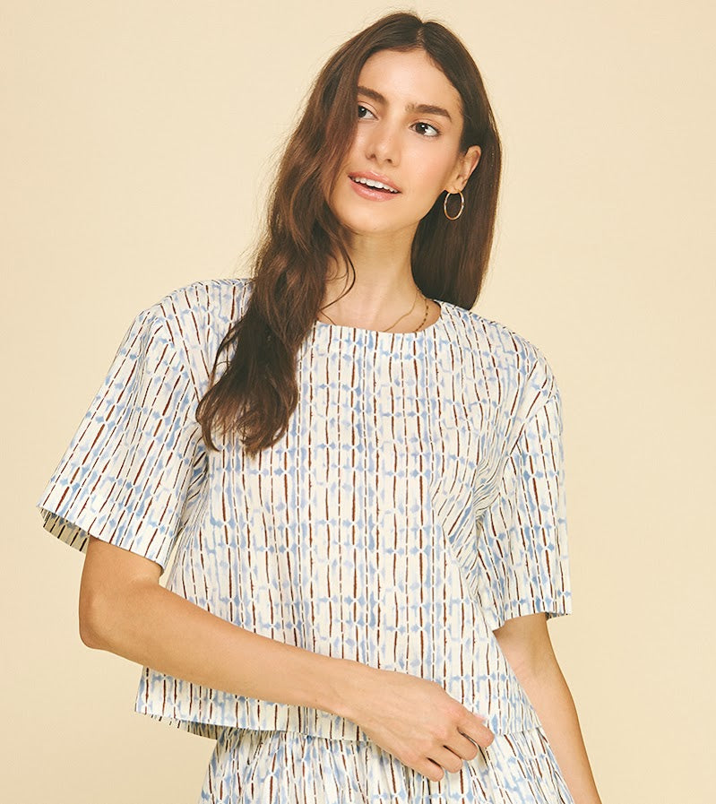Maria Blouse - Blue Brown