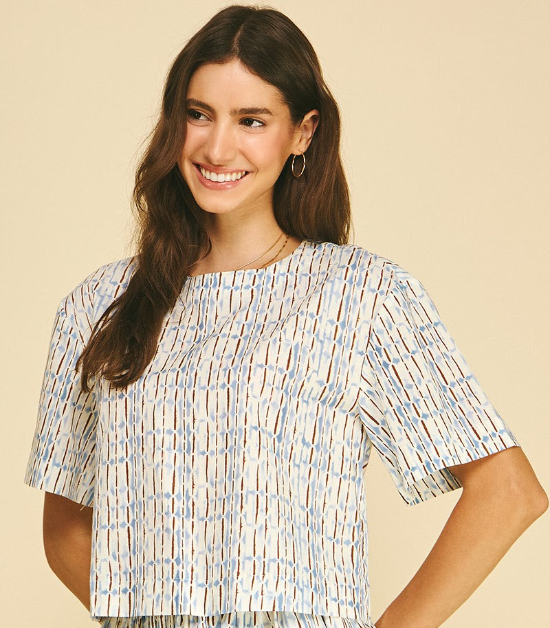 Maria Blouse - Blue Brown
