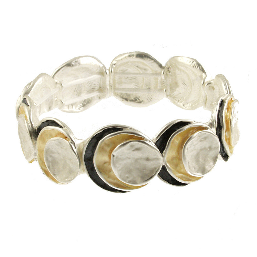 3 Circle Stack Bracelet - Grey Gold White