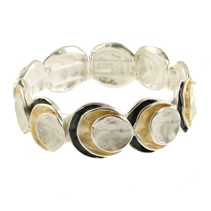 3 Circle Stack Bracelet - Grey Gold White
