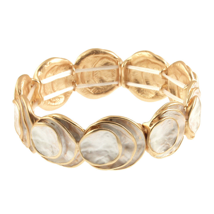 3 Circle Stack Bracelet - White Gold