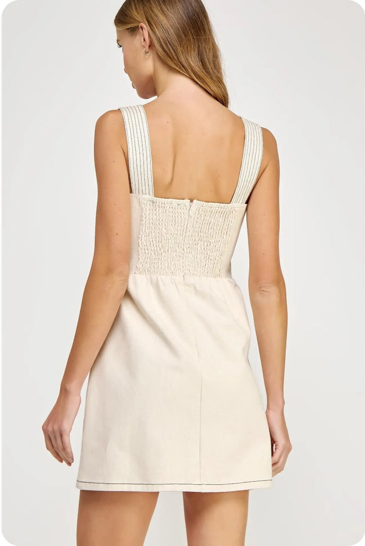 The Amelie Mini Dress - Oatmeal