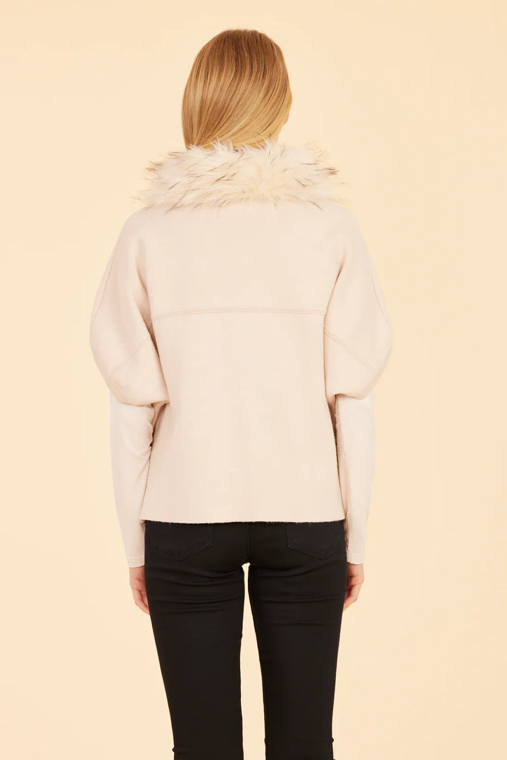 Faux Fur Cardigan - Creme