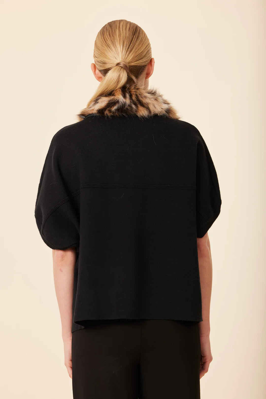 Faux Fur Cardigan - Black Animal Fur