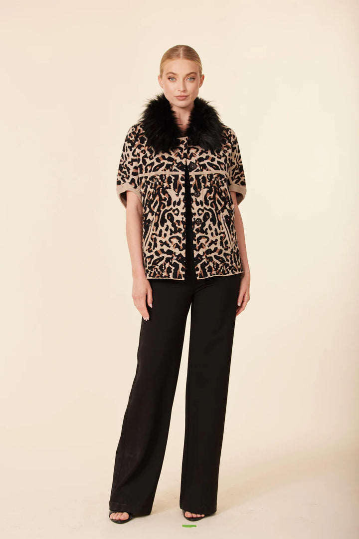 Faux Fur Cardigan - Cheetah