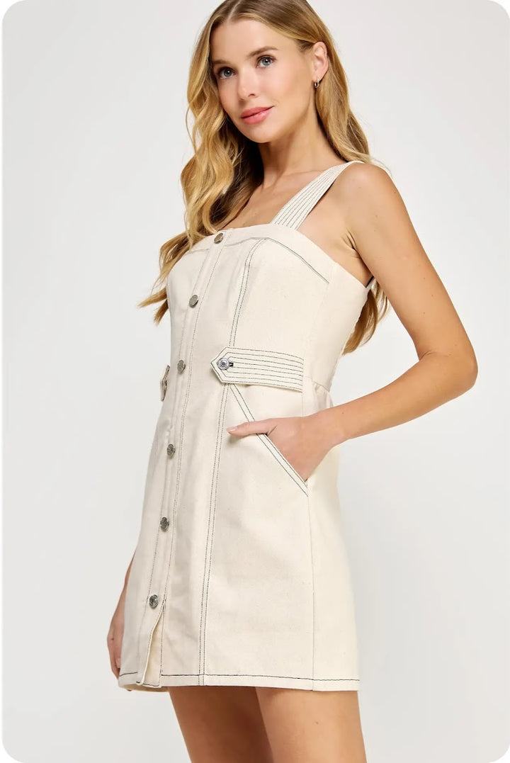 The Amelie Mini Dress - Oatmeal