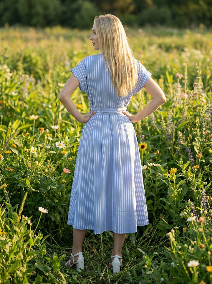 Monica Dress - Blue/Pink