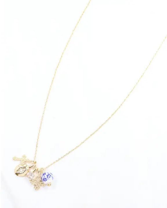 Crossing Blue Jordan Charm Necklace Set - Gold