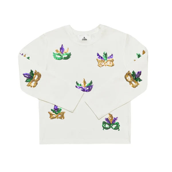 Mardi Gras Mask T Shirt - White