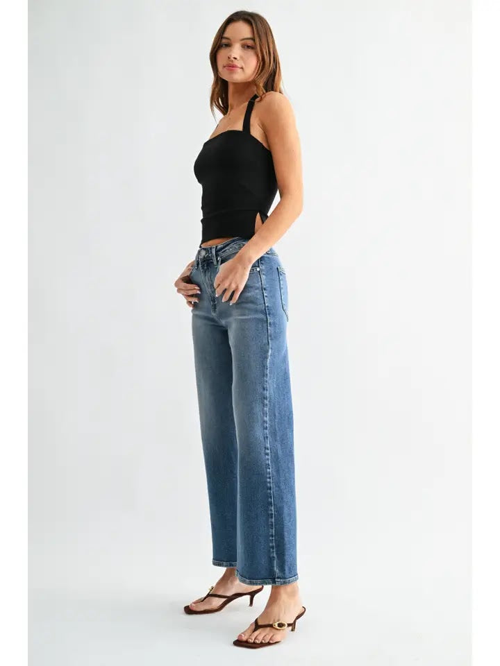 Delilah Wide Leg Jeans - Dark Denim