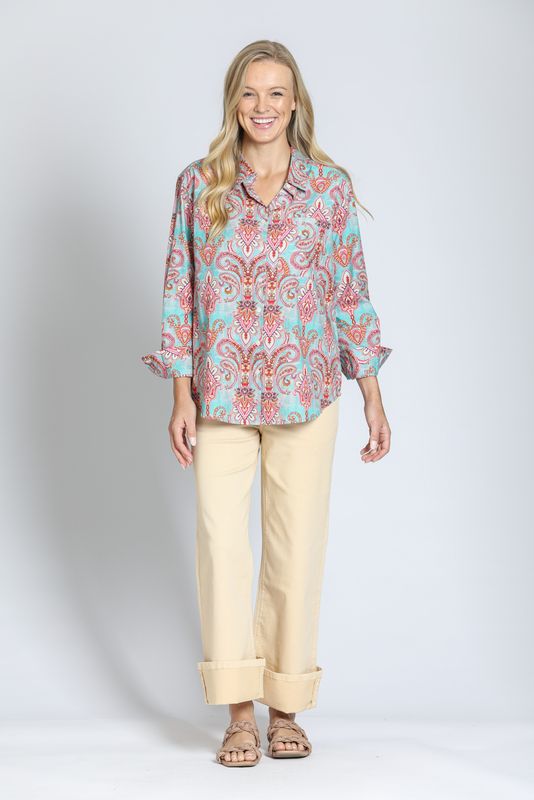 My Fun Boyfriend Top - Aqua Multi