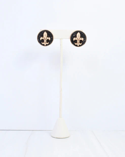 Frankie Fleur De Lis Earrings - Black