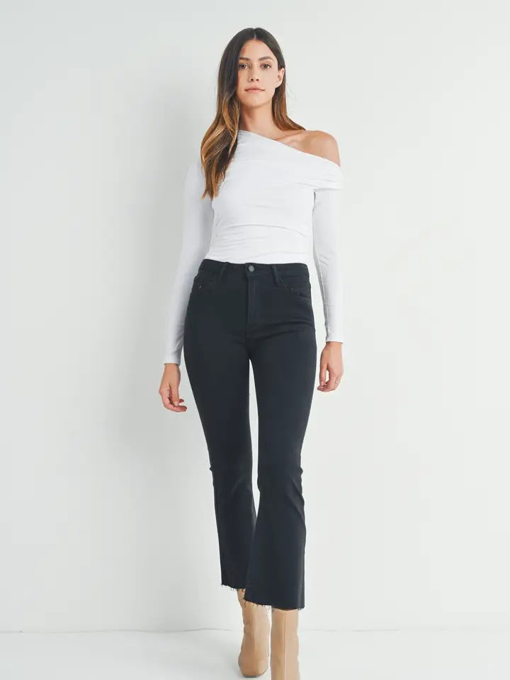 JUSTUSA HR Tonal Crop Flare Jean - Black