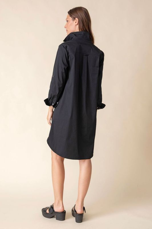 Cafe Shirt Dress - Black
