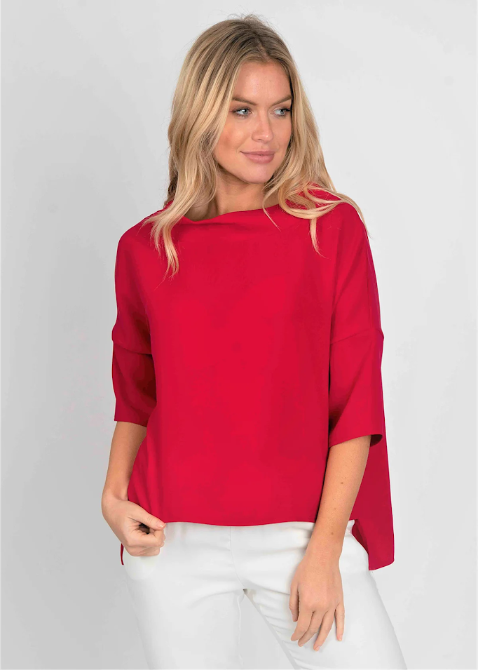Audrey Cowl Neck Top - Red