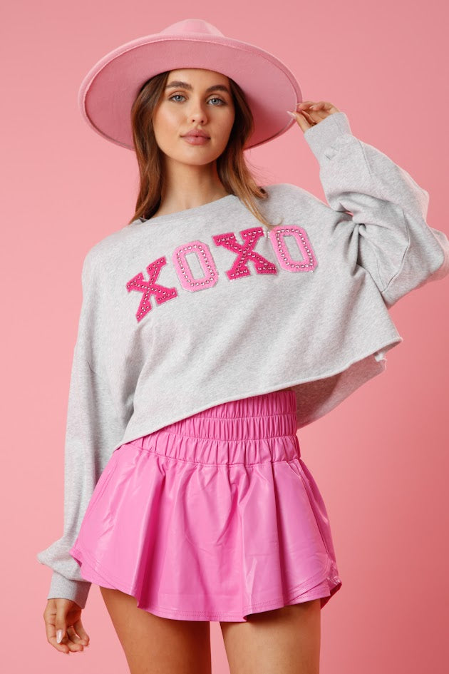 XOXO Cropped Sweatshirt - White