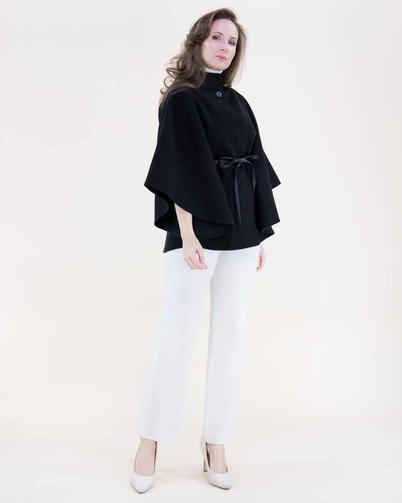 Funnel Neck Cape - Black