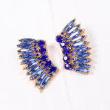 Joanne Embellished Fan Earring - Blue