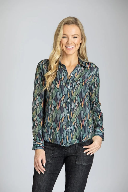 The Debbie Button Down - Gray Olive