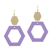 Hexagon Earring - Purple
