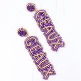 Geaux Beaded Earring - Purple