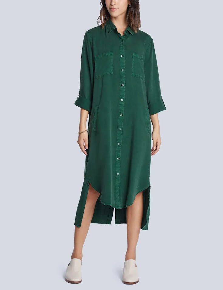 Chill Out Shirt Dress - Rich Green