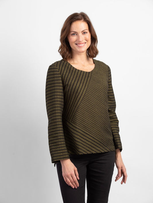Mixing Up Stripes Pullover - Guacamole