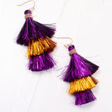 Party Tinsel Tassel Earring - Purple Gold