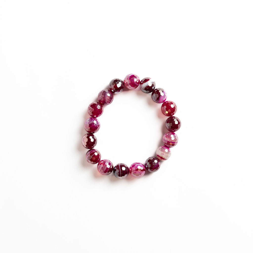 Agate Gemstone Bracelet - Magenta