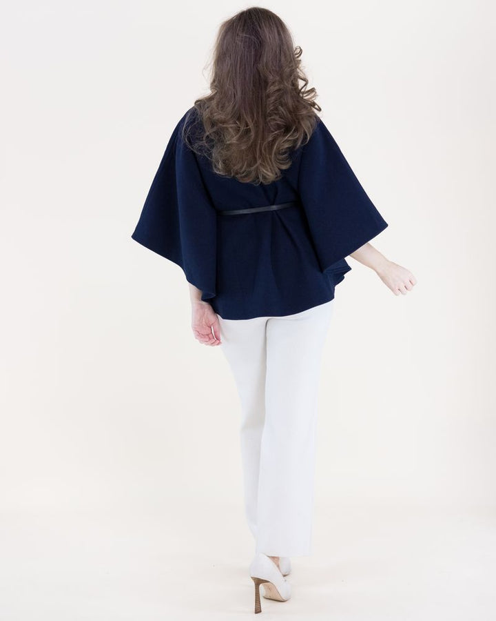 Funnel Neck Cape - Navy