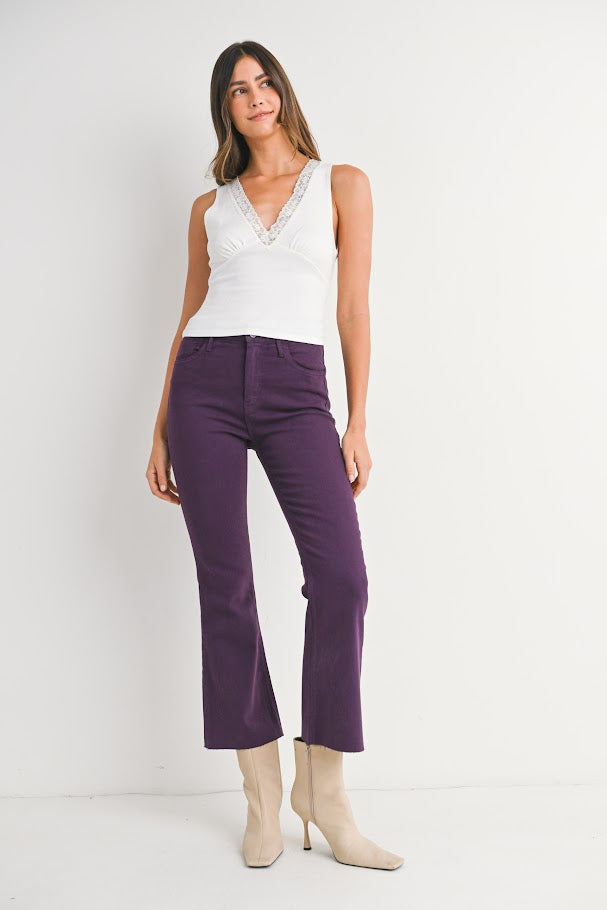JUSTUSA HR Tonal Crop Flare Jean - Purple