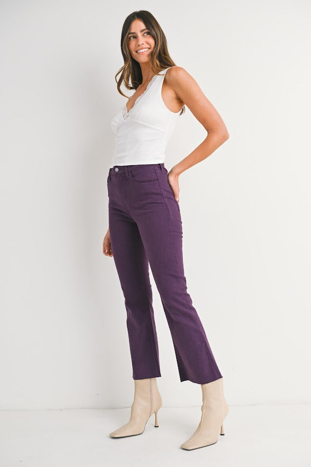 JUSTUSA HR Tonal Crop Flare Jean - Purple